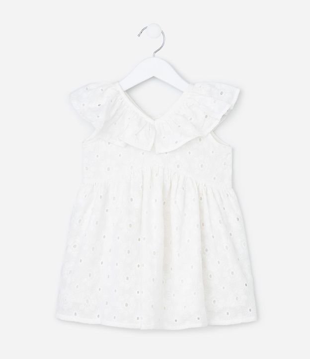 Vestido Infantil en Laise Texturizado con Volados - Talle 1 a 6 años 2