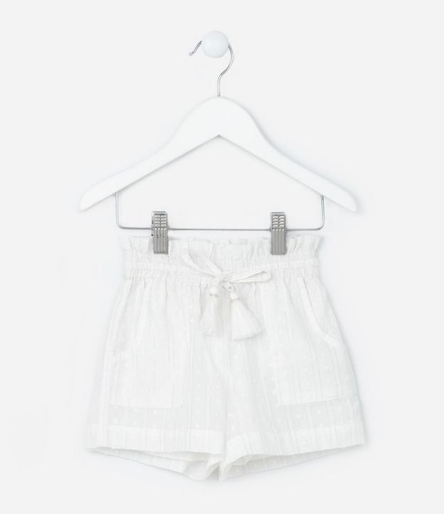 Short Infantil en Tricolina Texturizado con Lazo y Borla - Talle 1 a 6 años