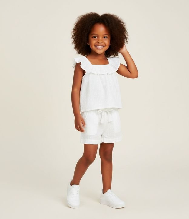 Blusa Infantil en Tricolina Texturizado con Volado - Talle 1 a 6 años