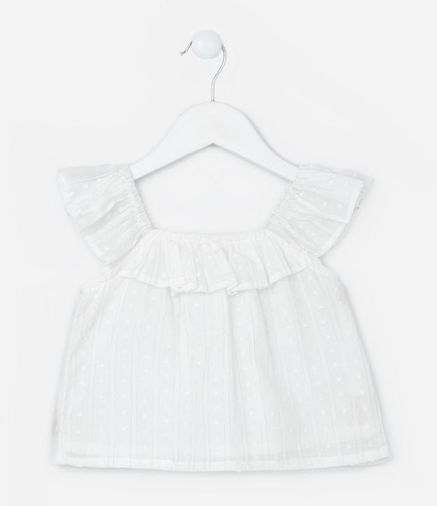 Blusa Infantil en Tricolina Texturizado con Volado - Talle 1 a 6 años