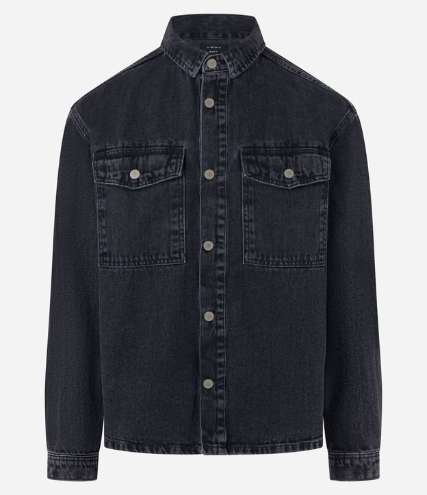 Camisa Oversized Boxy en Jeans con Efecto Marmorizado 7