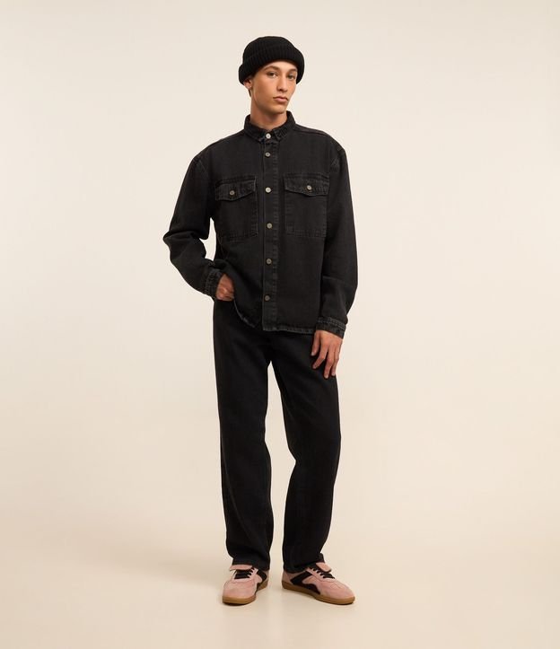 Camisa Oversized Boxy en Jeans con Efecto Marmorizado 2