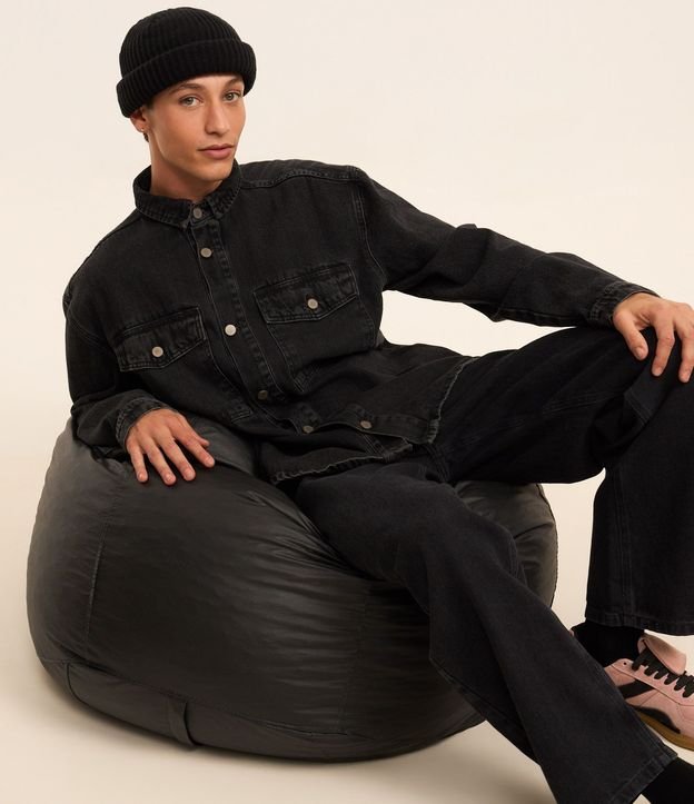 Camisa Oversized Boxy en Jeans con Efecto Marmorizado 3