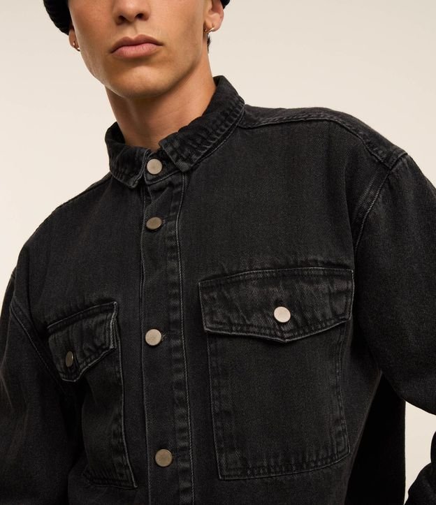 Camisa Oversized Boxy en Jeans con Efecto Marmorizado 4