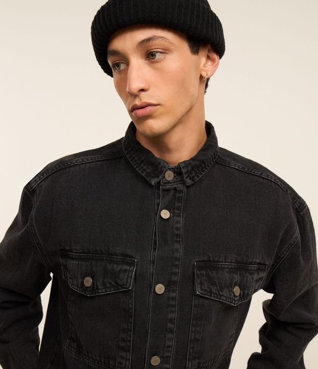 Camisa Oversized Boxy en Jeans con Efecto Marmorizado 5