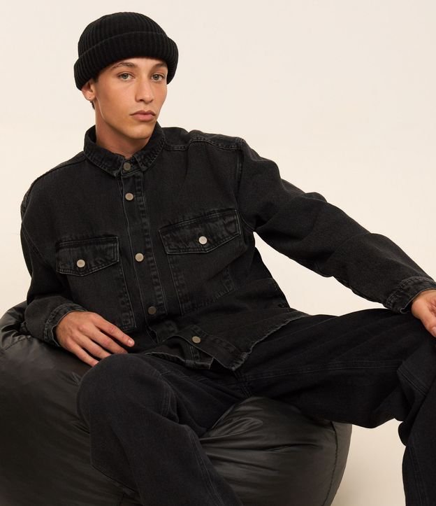 Camisa Oversized Boxy en Jeans con Efecto Marmorizado 6