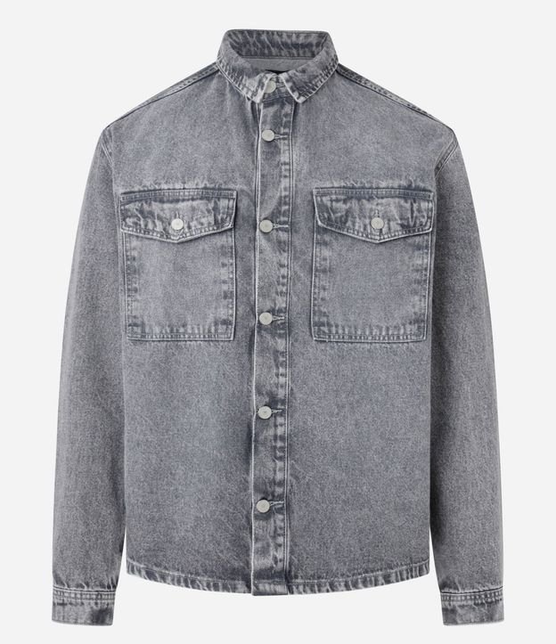 Camisa Oversized Boxy en Jeans con Efecto Marmorizado 6