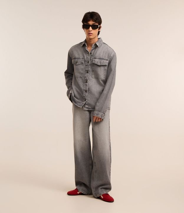 Camisa Oversized Boxy en Jeans con Efecto Marmorizado 2