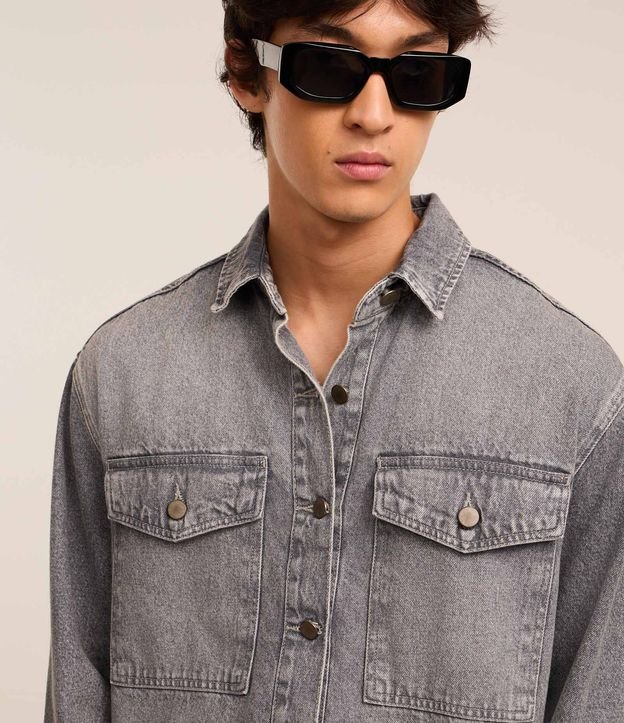 Camisa Oversized Boxy en Jeans con Efecto Marmorizado 4