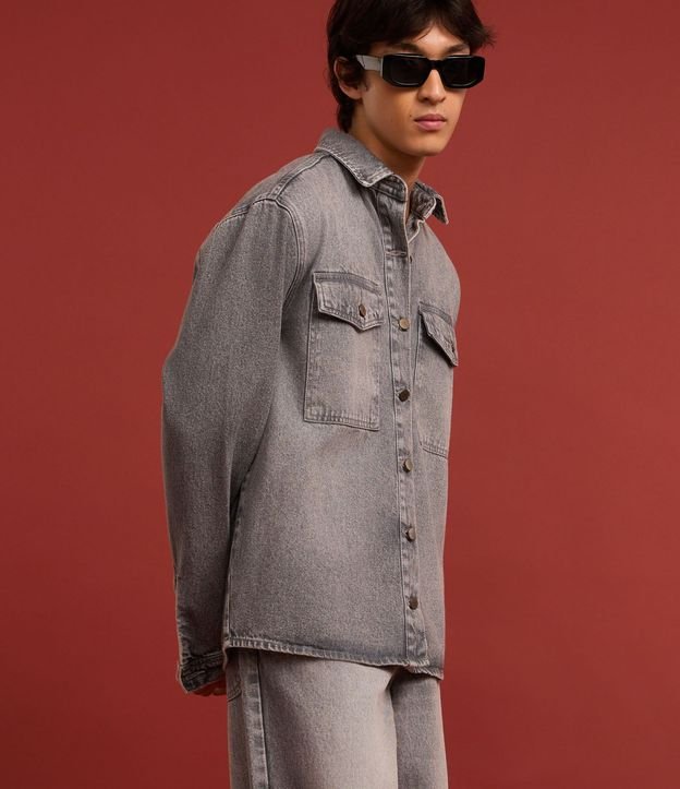 Camisa Oversized Boxy en Jeans con Efecto Marmorizado 5