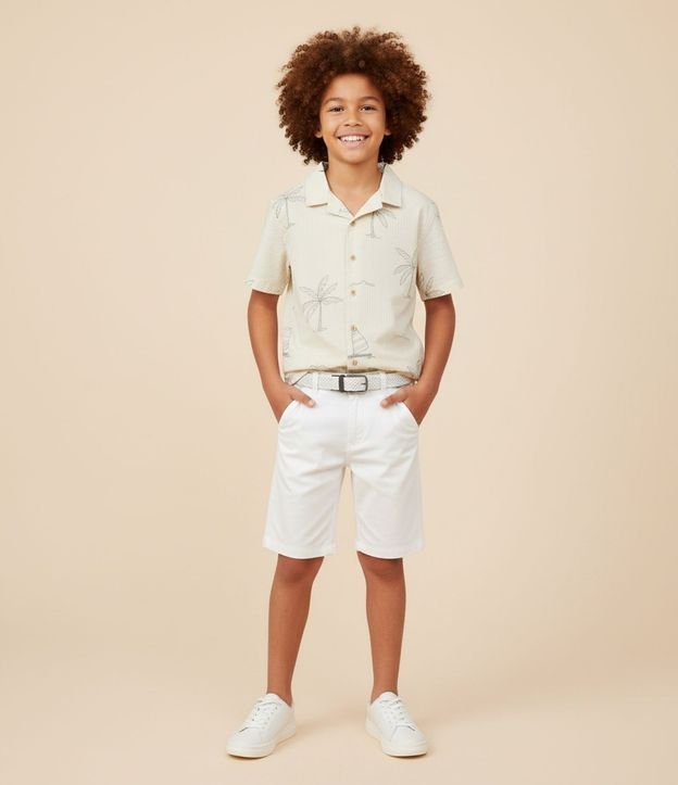 Camisa Infantil con Estampa Palmeras y Barcos - Talle 5 a 14 años