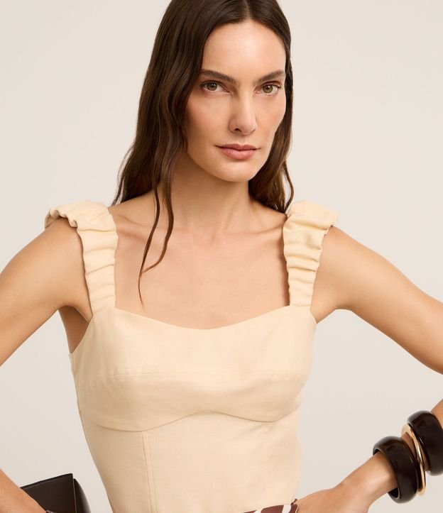 Blusa de Bretel Ancho con Lino y Escote Corazón