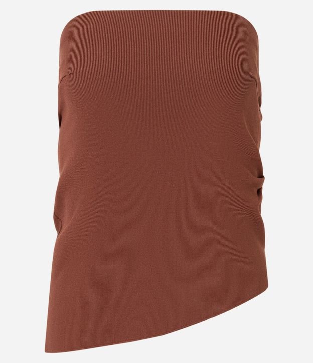 Blusa Slim Texturizada y sin Bretel con Bajo Asimétrico