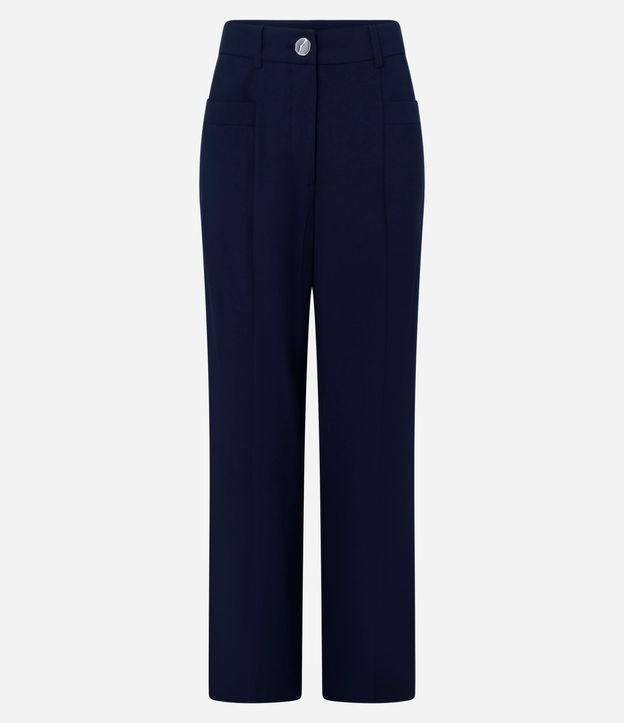 Pantalón Recto Sastrería Cintura Alta con Botón Diferenciado 3
