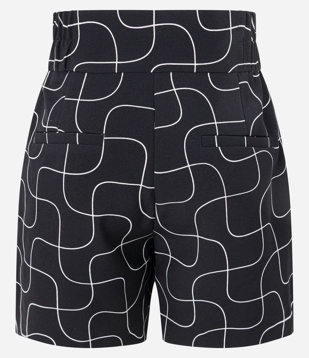 Short Recto Sastre Cintura Alta con Estampa Lineas Curvas 6