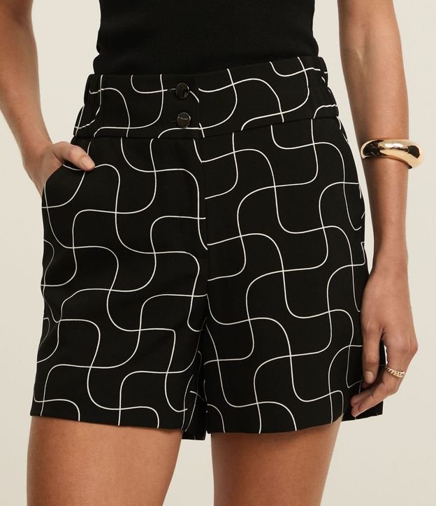 Short Recto Sastre Cintura Alta con Estampa Lineas Curvas 3