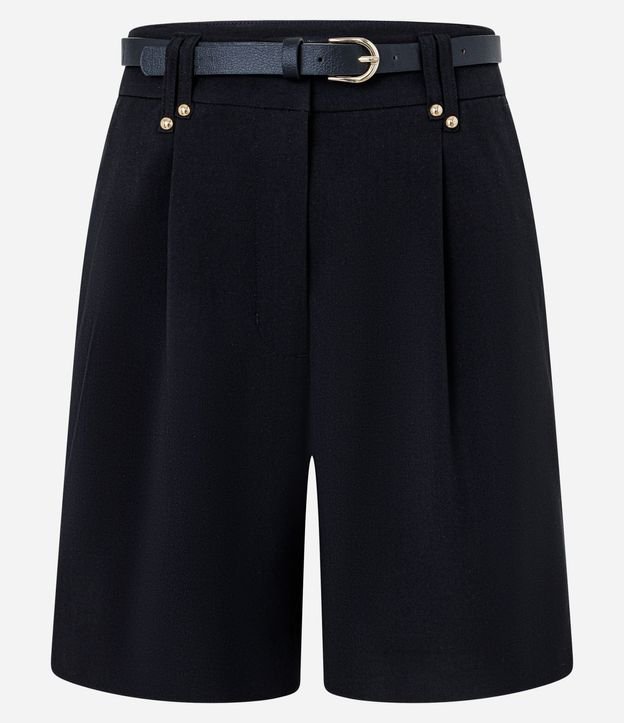 Short Sastre con Pliegues y Cinturón Fino de PU 6