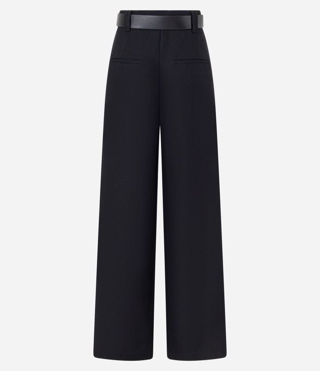 Calca Pantalona en Viscolino con Cinturón de Hebilla Martillado 7