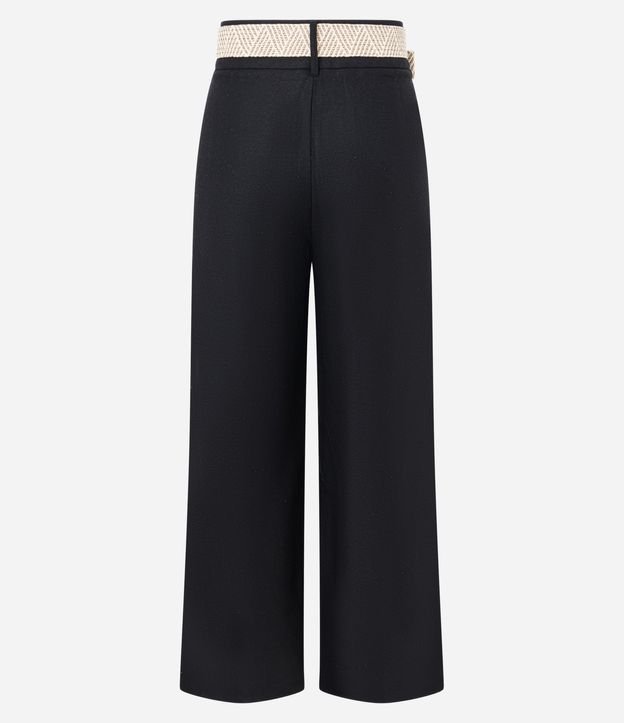 Pantalón Wide Leg en Viscolino con Cinturón de Ráfia 7
