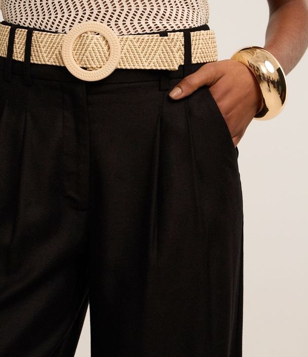 Pantalón Wide Leg en Viscolino con Cinturón de Ráfia 5