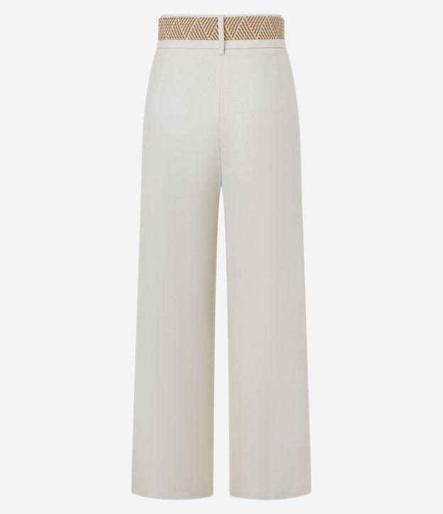 Pantalón Wide Leg en Viscolino con Cinturón de Ráfia 7