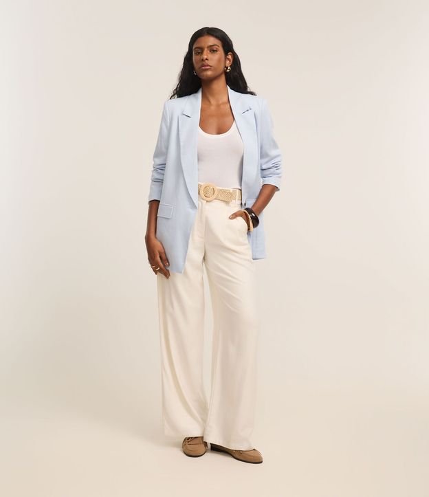 Pantalón Wide Leg en Viscolino con Cinturón de Ráfia 2