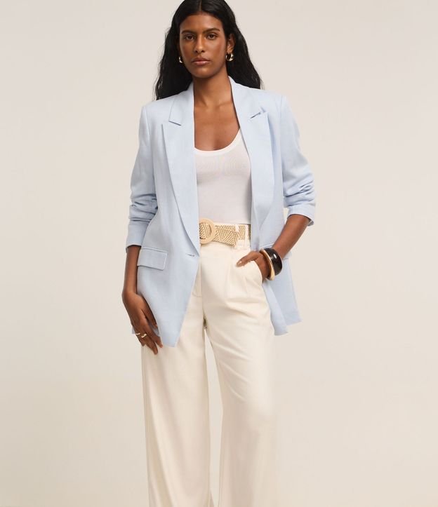 Pantalón Wide Leg en Viscolino con Cinturón de Ráfia 3