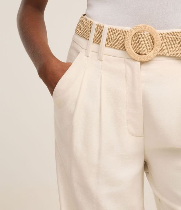 Pantalón Wide Leg en Viscolino con Cinturón de Ráfia 5