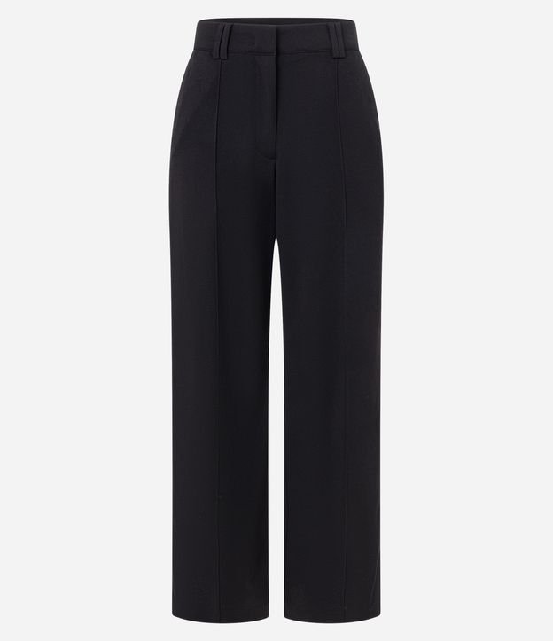 Pantalón Wide Leg Cintura Alta en Crepé con Pliegues y Botón 5