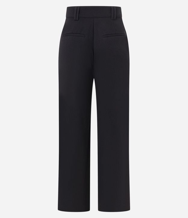 Pantalón Wide Leg Cintura Alta en Crepé con Pliegues y Botón 7