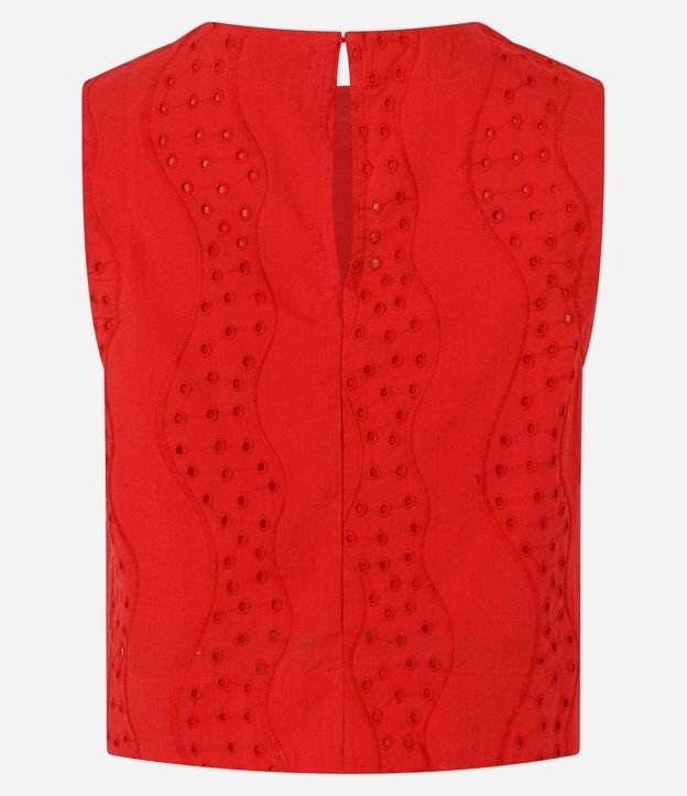 Blusa en Laise con Cuello Redondo y Bordado Cutout 7