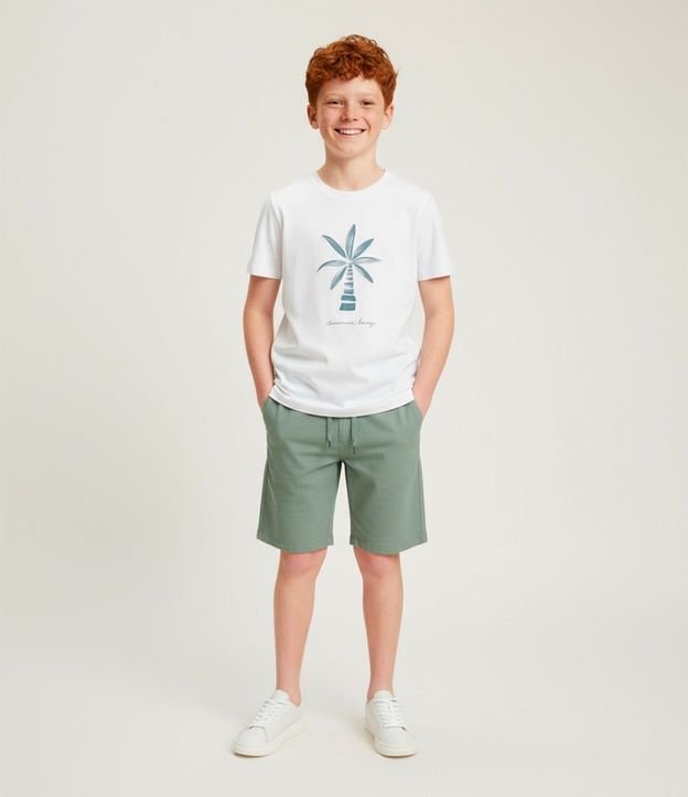 Remera Infantil con Estampa Relieve Palmera - Tam  5 a 14 años