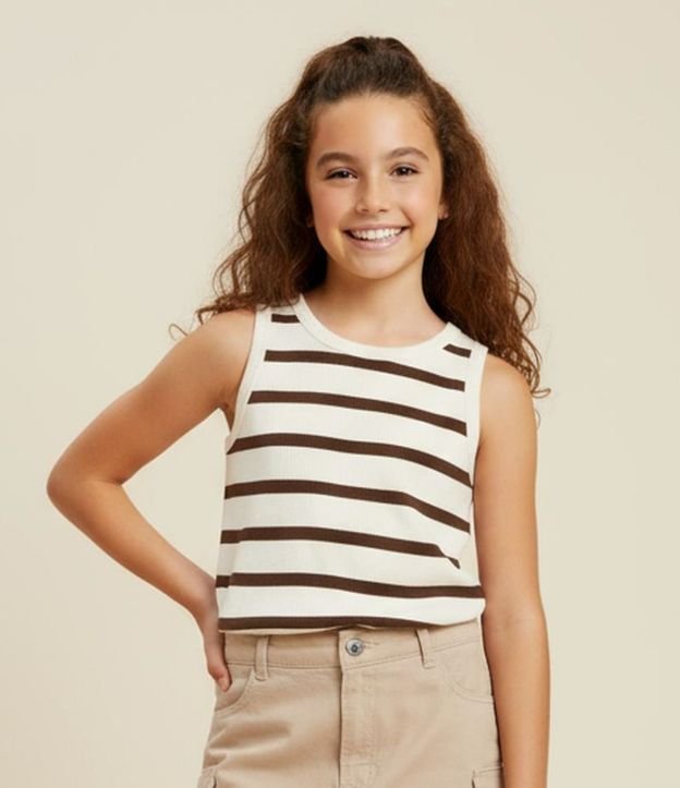 Musculosa Nadador Infantil con Estampa Rayada - Talle 5 a 14 años