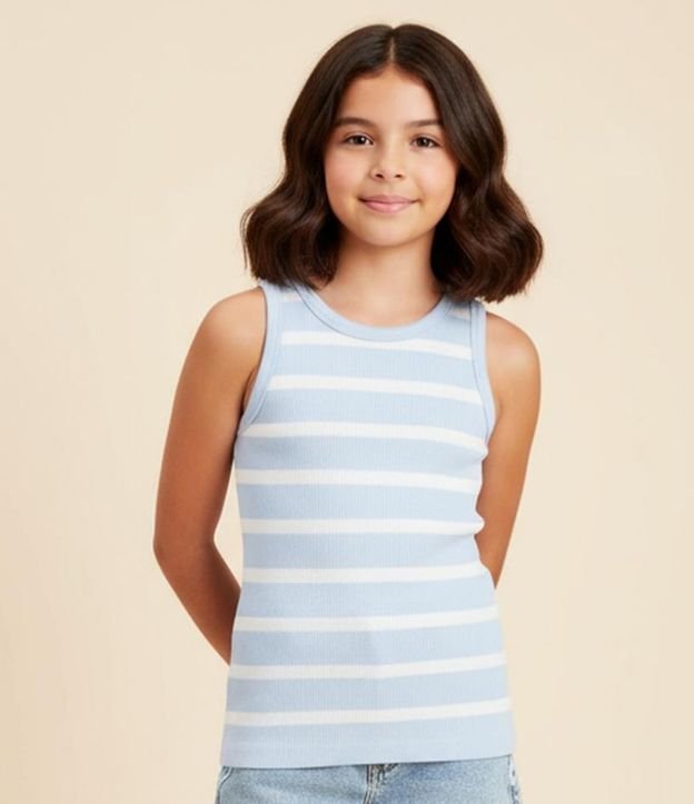 Musculosa Nadador Infantil con Estampa Rayada - Talle 5 a 14 años