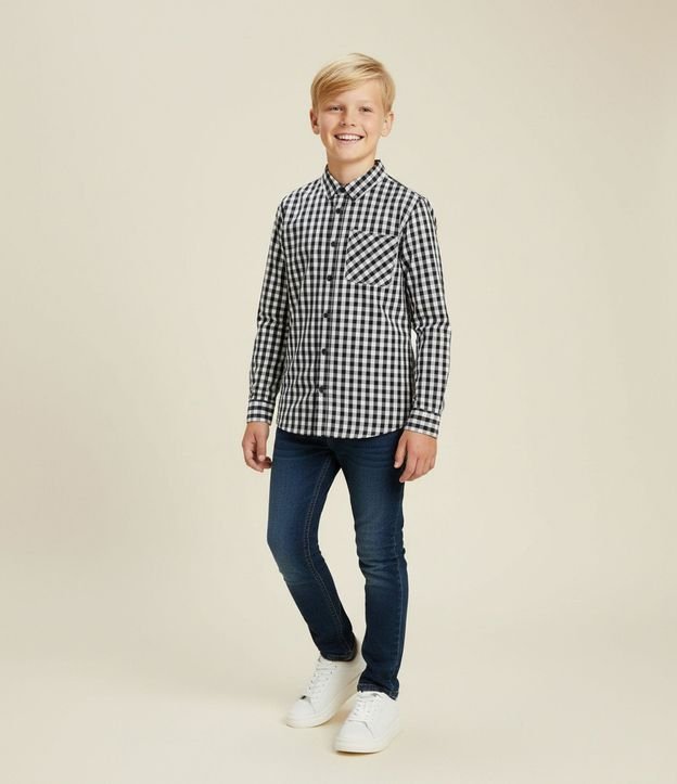 Camisa Infantil con Estampa de Cuadros - Talle 5 a 14 años