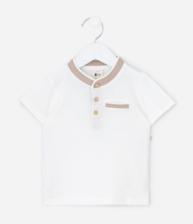 Remera Infantil en Piquet con Escote Henley - Talle 0 a 18 Meses