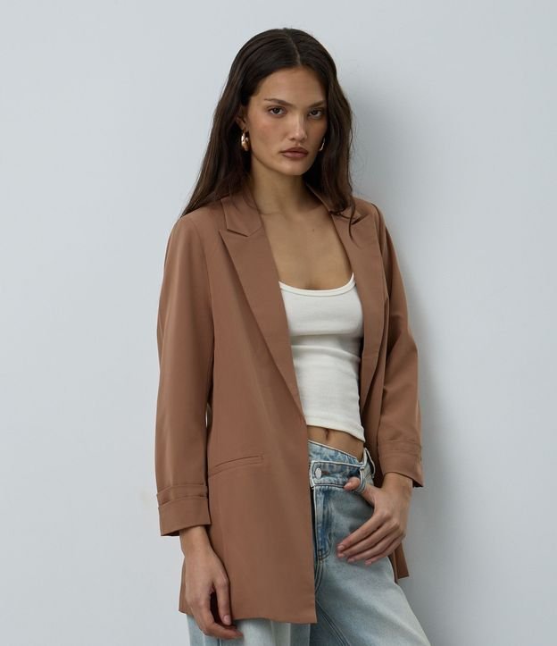 Blazer Oversized Alargado en Sastrería con Pliegues en el Puño 1