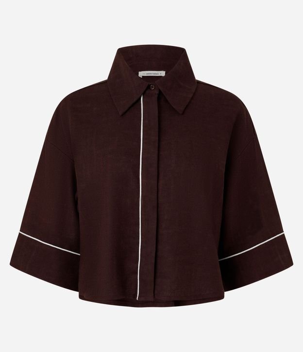 Camisa en Viscolino con Bies Contrastante y Corte de Kimono 9