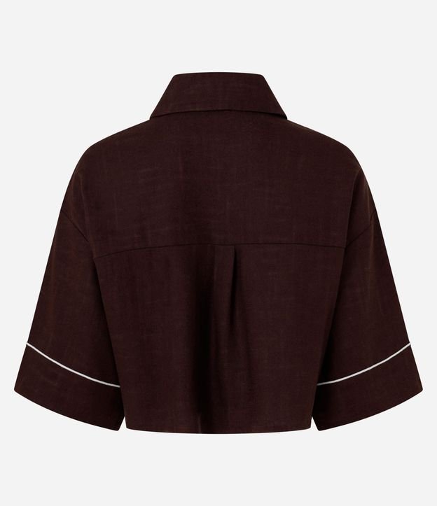 Camisa en Viscolino con Bies Contrastante y Corte de Kimono 10