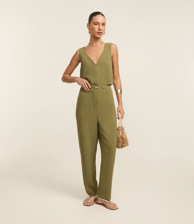Pantalón Carrot Airflow con Cintura Elástica y Adorno Metalizado