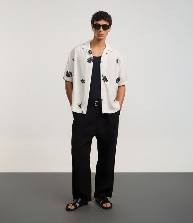 Camisa Boxy en Airflow con Cuello Bowling y Estampa Floral 3