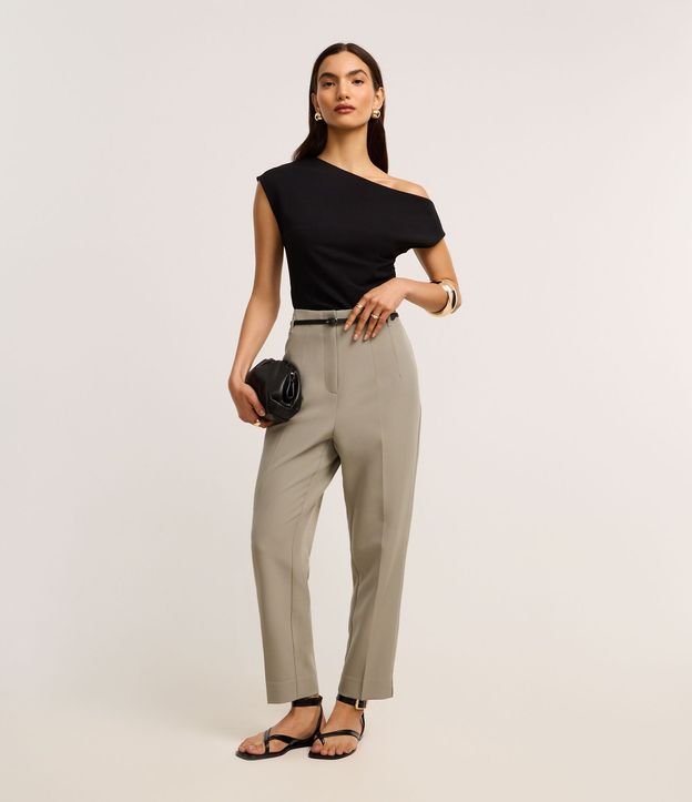 Pantalón Zanahoria Sastrería con Cinturón Hebilla