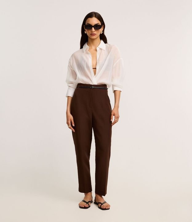 Pantalón Zanahoria Sastrería con Cinturón Hebilla
