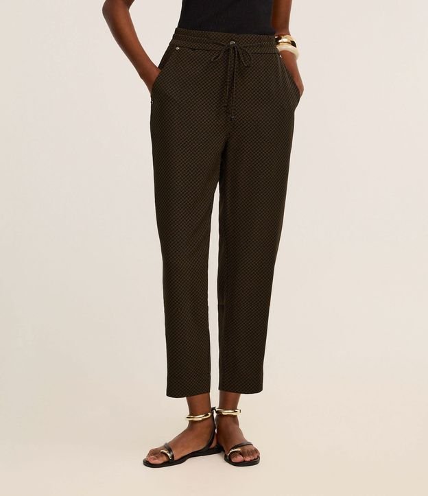 Pantalón Fluida Cintura Alta en Crepé con Estampa Lineas Curvas 3