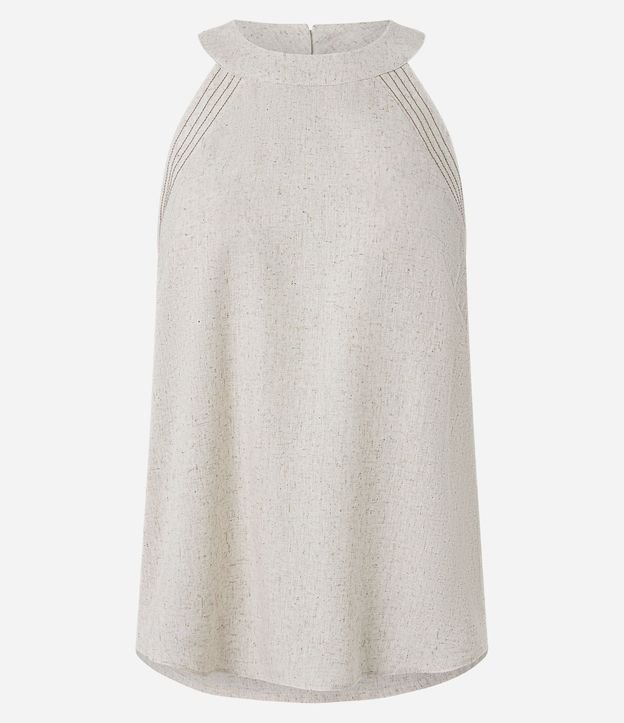 Blusa en Viscolino con Cuello Halter y Costura Aparente