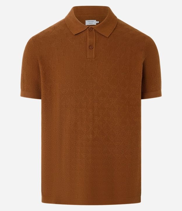 Polo de Algodón Regular con Textura Geométrica