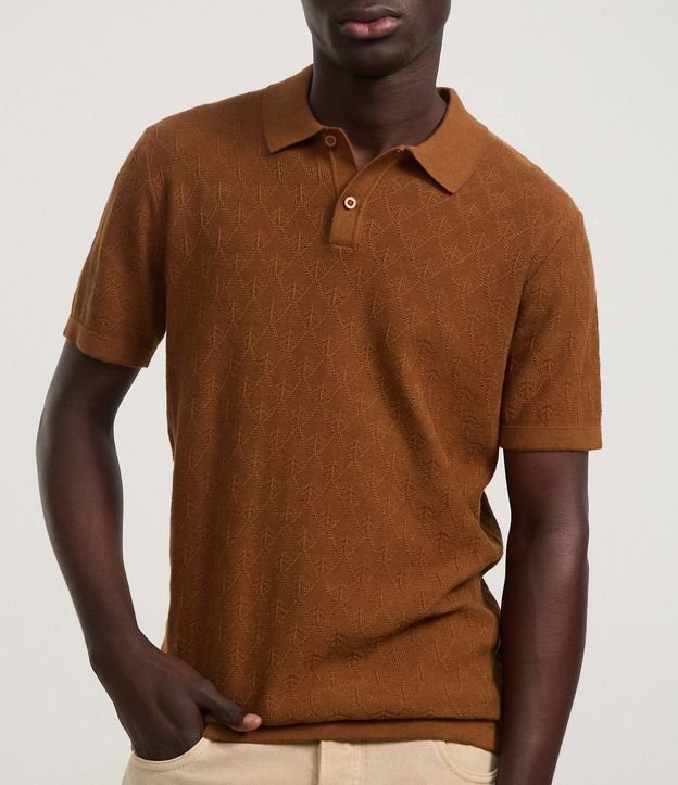 Polo de Algodón Regular con Textura Geométrica 3