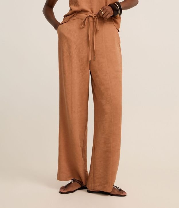 Pantalón Wide Leg en Crepé Airflow con Lazo en la Cintura 3