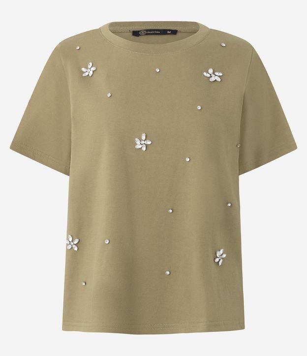 Blusa en Algodón con Flores de Strass