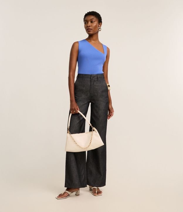 Blusa Acanalada en Punto con Escote Asimétrico 2